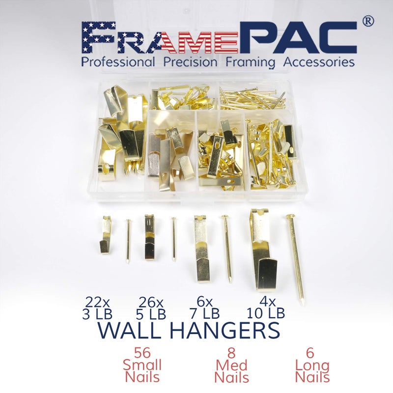 FramePac 130 Pieces Picture Hanging Kit Photo Frame Hanger Hooks with Nails Pictures Painting & Wall Art Hangers Hardware for Drywall & Wooden Wall - Image 3